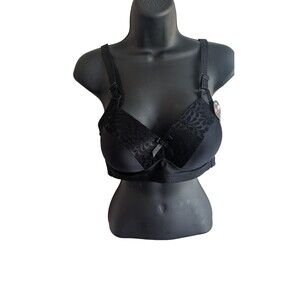 Women Rose Intimate Black Bra 38C No underwire, Extra Wide Back W/ 3 Hooks
